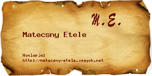 Matecsny Etele névjegykártya